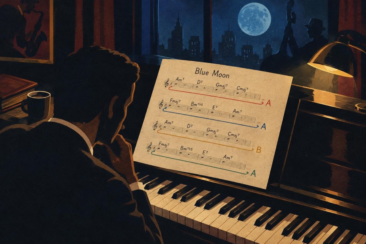 「Blue Moon」のジャズコードを解説|循環進行とフォームのポイント