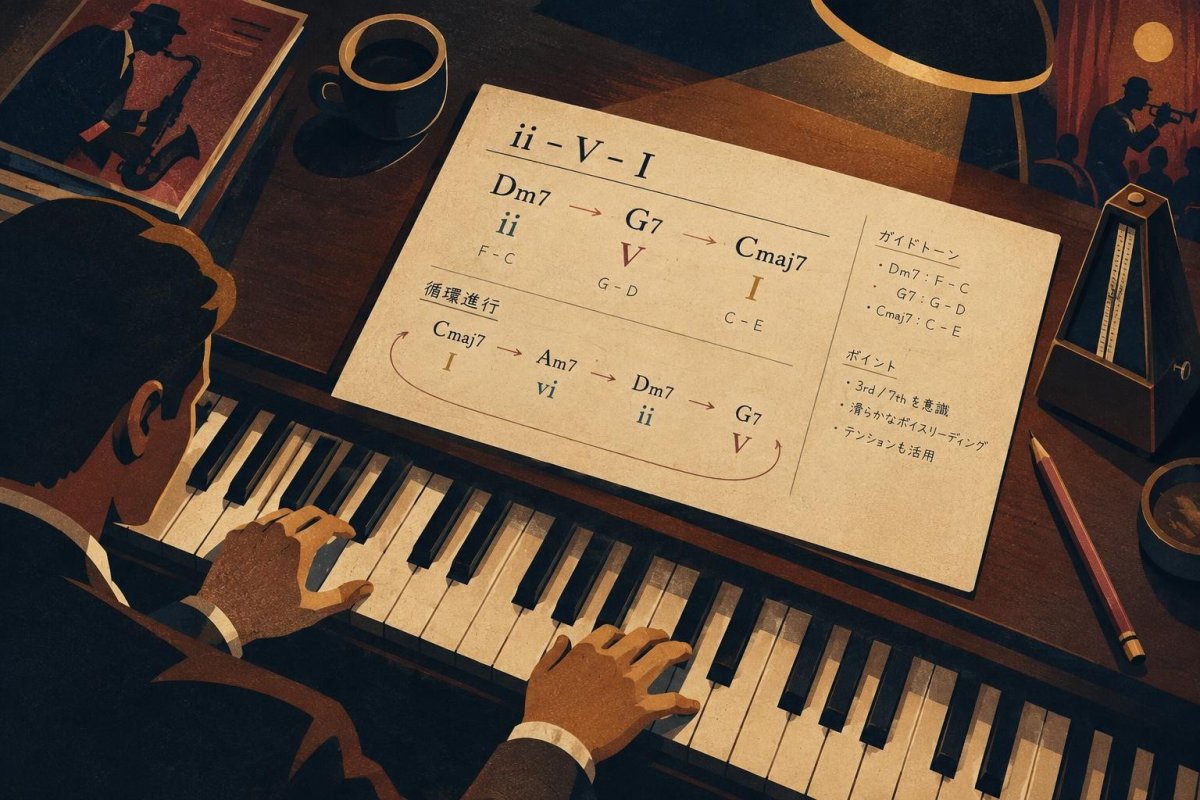 ジャズのコード進行パターン集|ii-V-I・循環・終止まで定番を解説